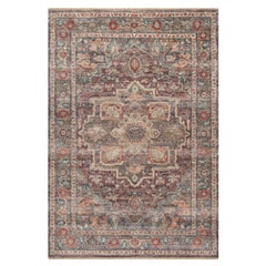 5'10 "x9' Rouge toscan, noué à la main, laine douce, Heriz Revive, tapis d'Orient