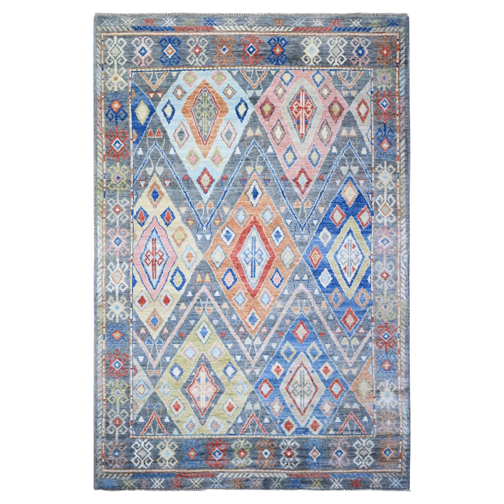 5'10"x9'1" Colorful Extra Soft Wool Hand Knotted Anatolian Village Inspired Rug