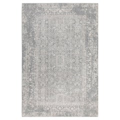 5'10 "x9'1" Grau Feiner Jacquard Handgewebter Moderner Orientteppich aus Wolle und Kunstseide