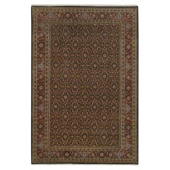 5'10 "x9'1" Jet Black Herati Design Handgeknüpft 250 KPSI Wolle/Seide Orientteppich