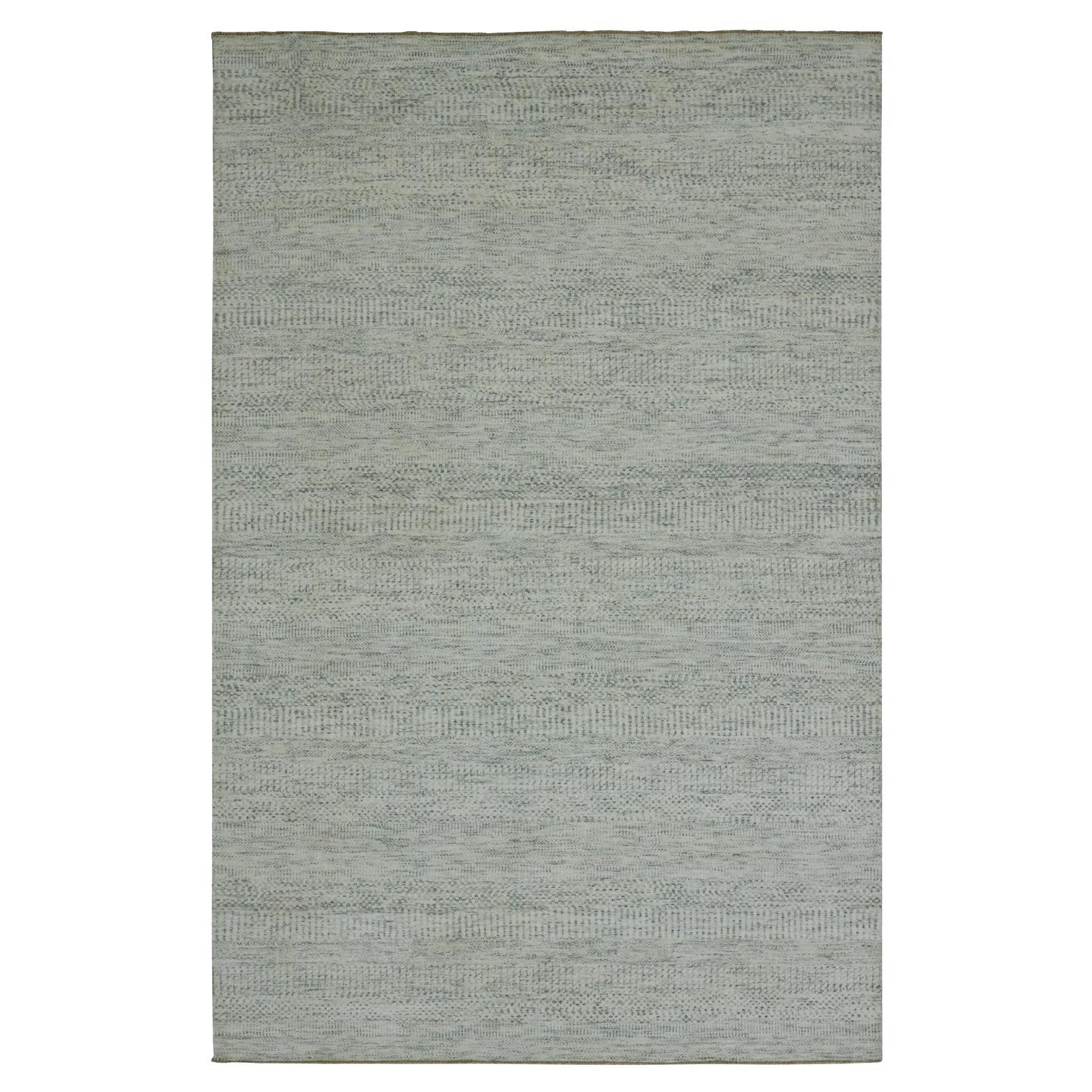 5'10 "x9'1" Origami White Modern Grass Design Tappeto Orientale in Lana Annodato a Mano