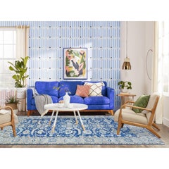 5'10"x9'1" Sapphire Blue Pure Wool Hand Knotted Finer Peshawar Oriental Rug