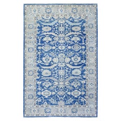 5'10 "x9'1" Bleu saphir Pure laine nouée à la main Finer Peshawar Tapis d'Orient