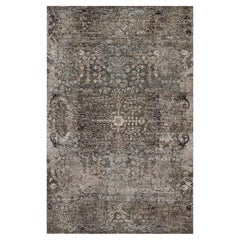 5
10 "x9
2" Brown Erased Flower Design Tappeto annodato a mano in seta e lana testurizzata