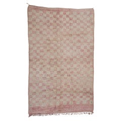 5'11 1/2" x 9'4" Malika Avorio, Rosa Tappeto vintage in lana marocchina fatto a mano