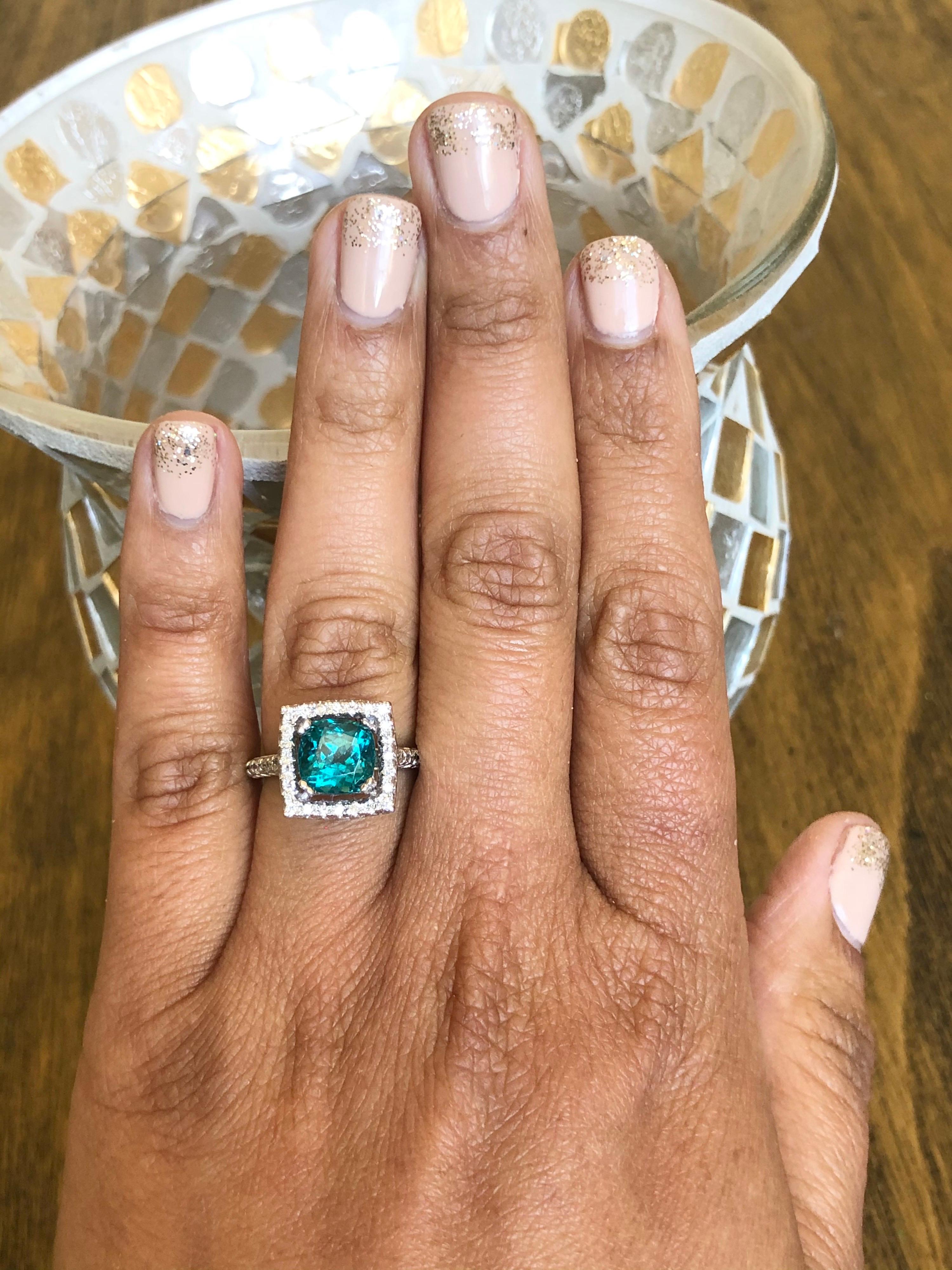 5.11 Carat Apatite Diamond White Gold Engagement Ring In New Condition In Los Angeles, CA