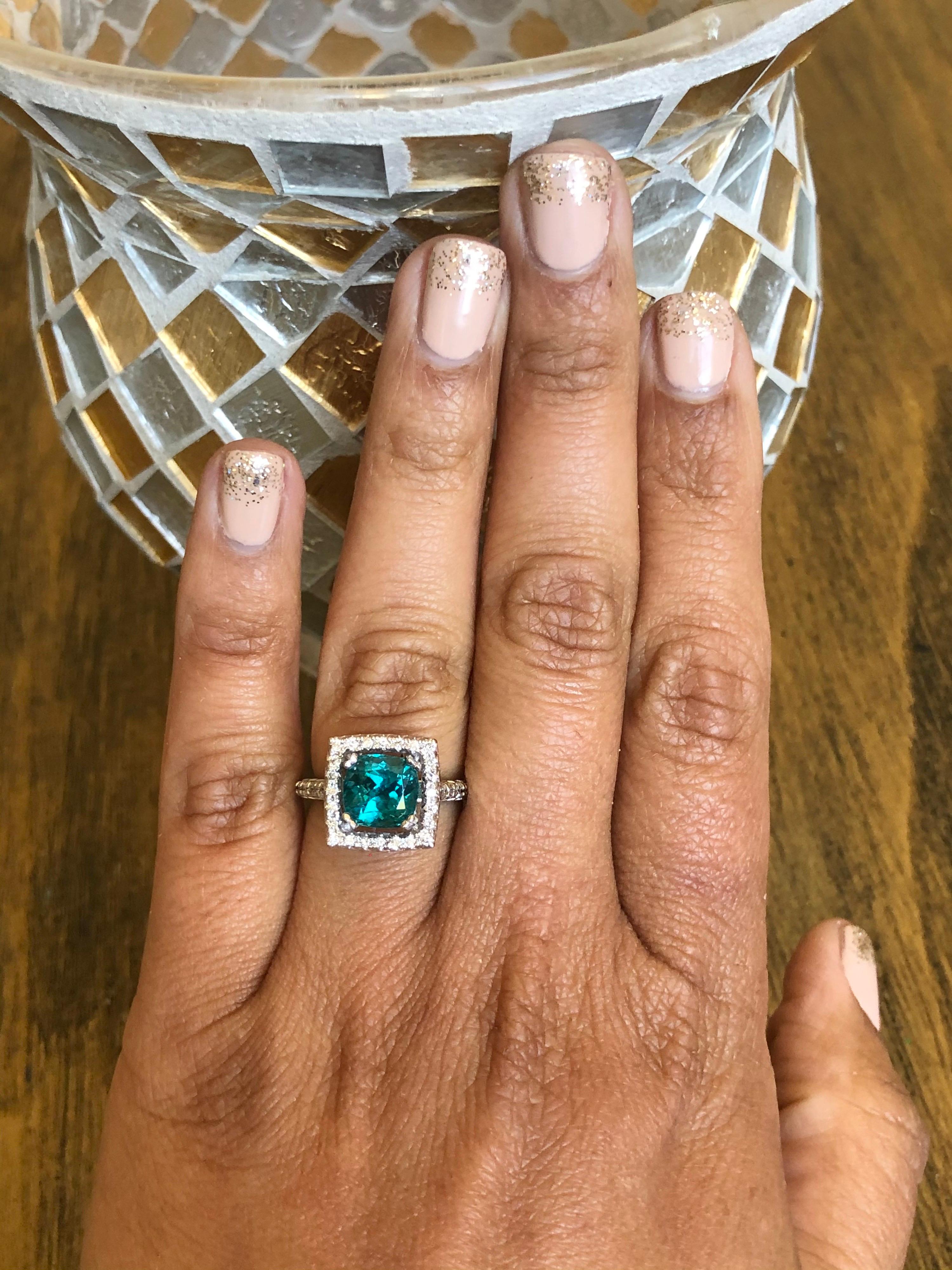Women's 5.11 Carat Apatite Diamond White Gold Engagement Ring
