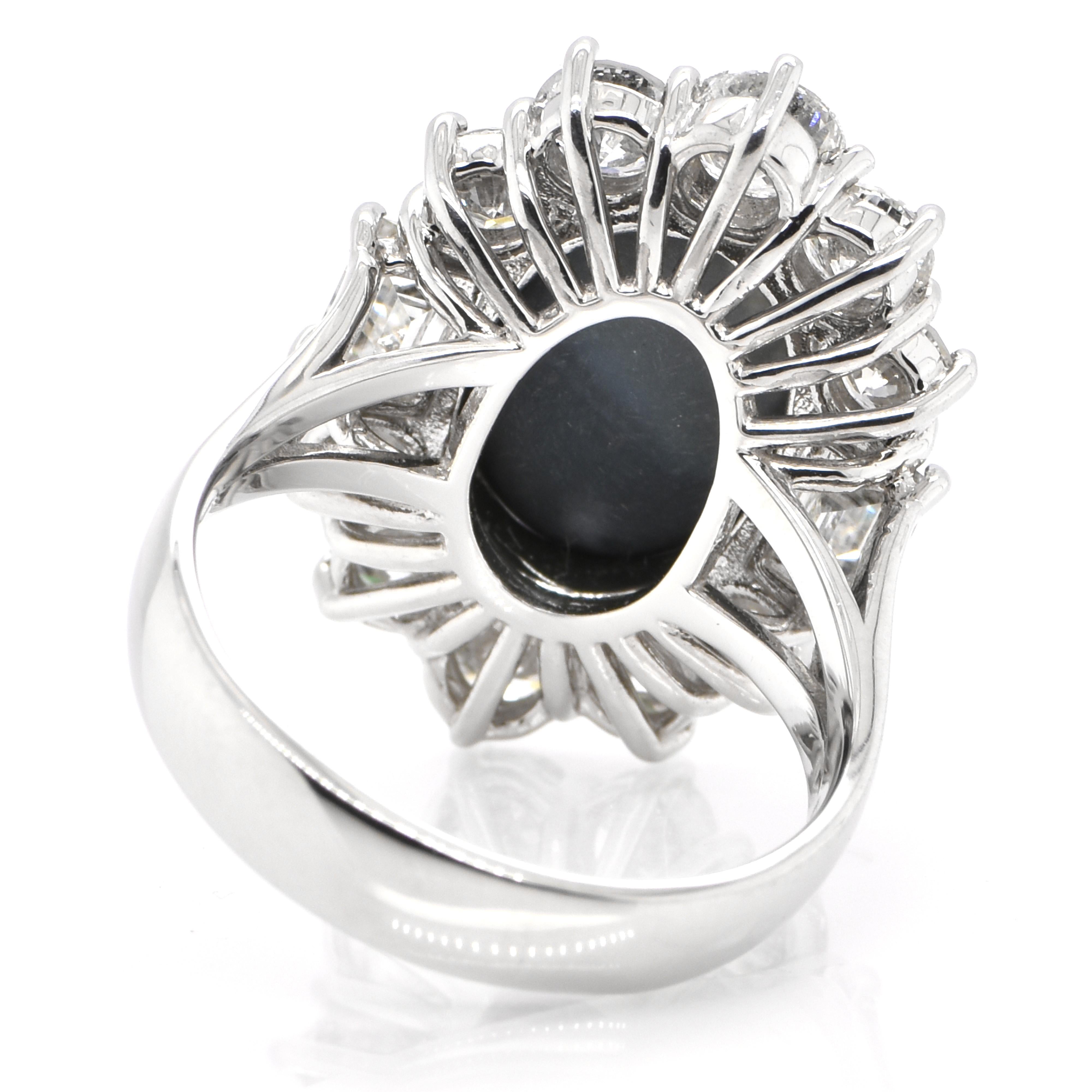 5,11 Karat Lighting Ridge Schwarzer Opal und 3,60 Karat Diamanten in Platin gefasst Damen