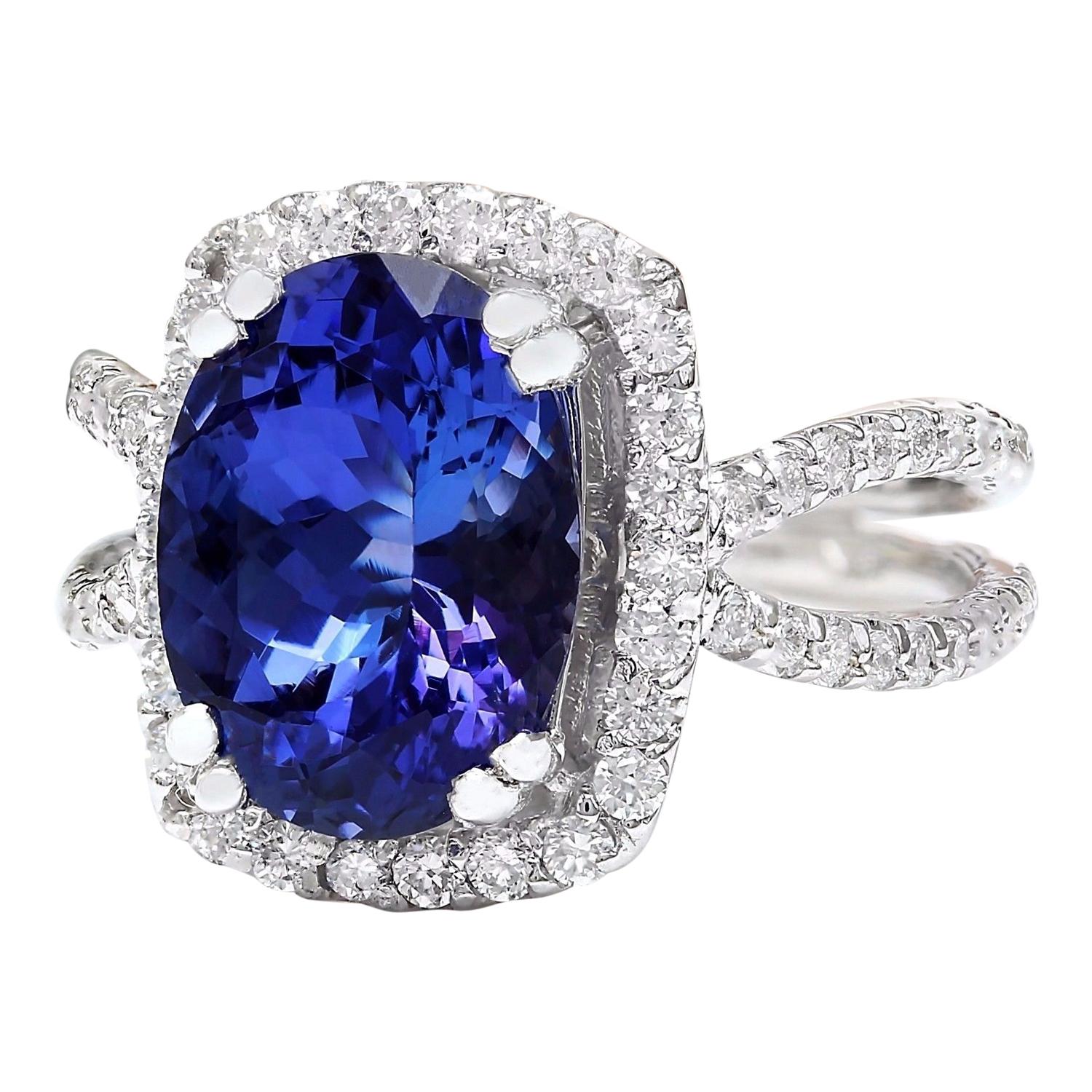 5.11 Carat Natural Tanzanite 14K Solid White Gold Diamond Ring
 Item Type: Ring
 Item Style: Engagement
 Material: 14K White Gold
 Mainstone: Tanzanite
 Stone Color: Blue
 Stone Weight: 4.31 Carat
 Stone Shape: Oval
 Stone Quantity: 1
 Stone