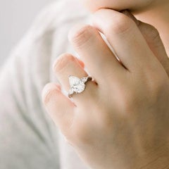 5.11 Carat Pear Diamond Ring Brilliant White 14K White Gold Timeless Brilliance