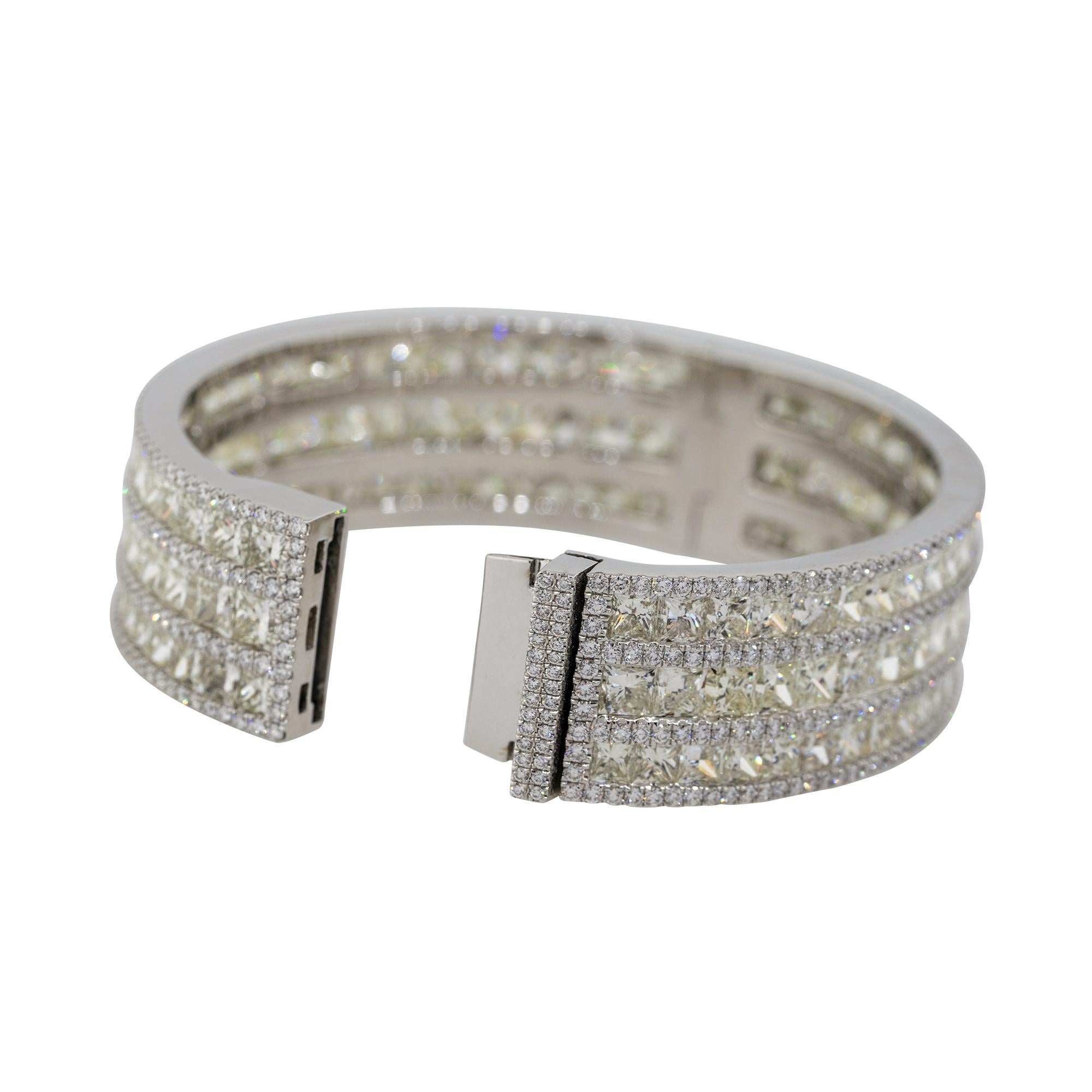 51.12 Carat Multi Row Multi Diamond Pave Bangle Bracelet 18 Karat in Stock In New Condition In Boca Raton, FL