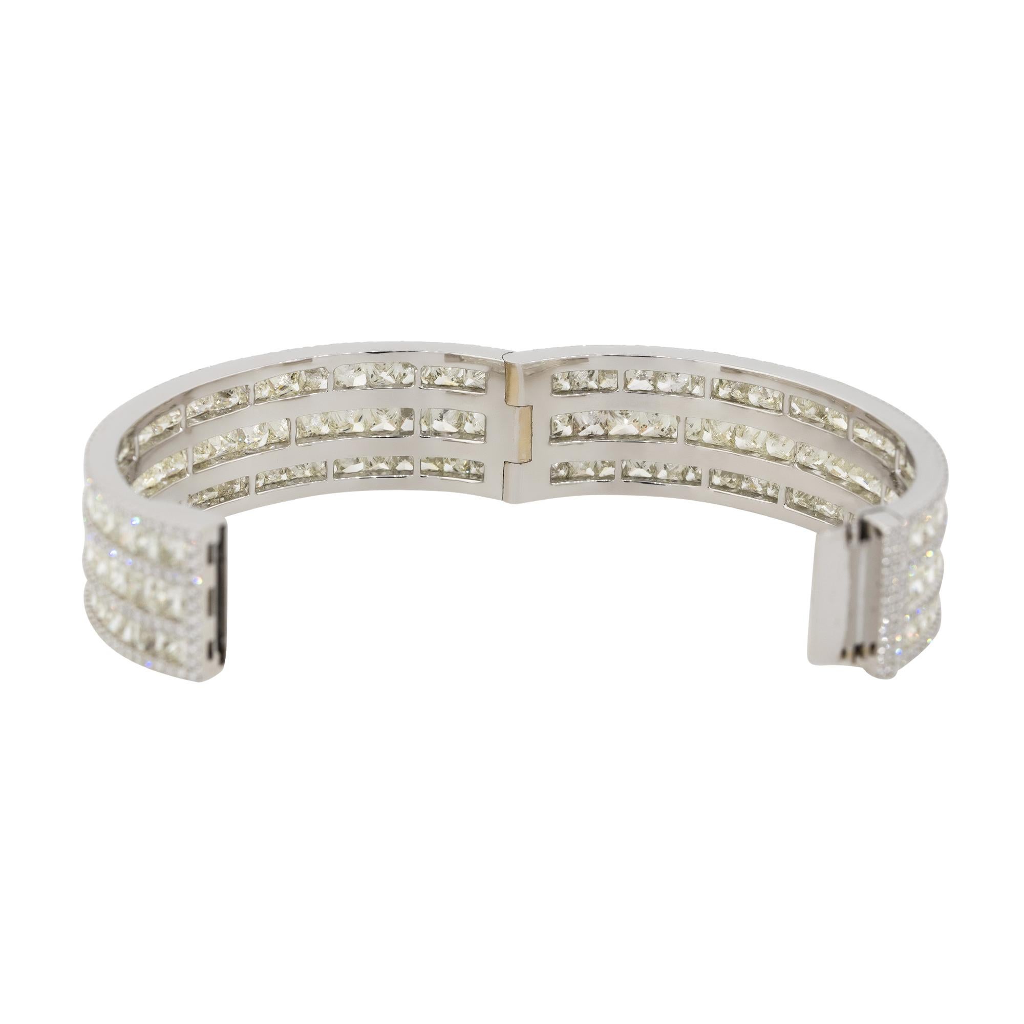 Women's 51.12 Carat Multi Row Multi Diamond Pave Bangle Bracelet 18 Karat in Stock