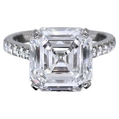 5.12 Carat Asscher Cut Diamond Ring, GIA Certified