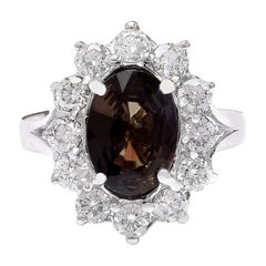 5.12 Carat Natural Ceylon Sapphire 18 Karat Solid White Gold Diamond Ring