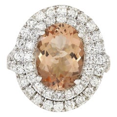 Morganite Diamond Ring In 14 Karat White Gold 