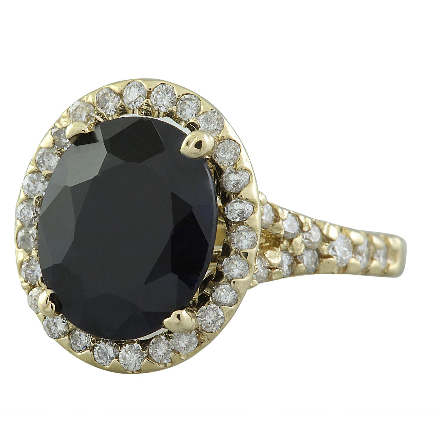 Women's 5.12 Carat Natural Sapphire 14 Karat Solid Yellow Gold Diamond Ring For Sale