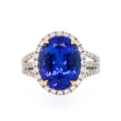 5.12 Carat Oval Tanzanite and Diamond Cocktail Ring