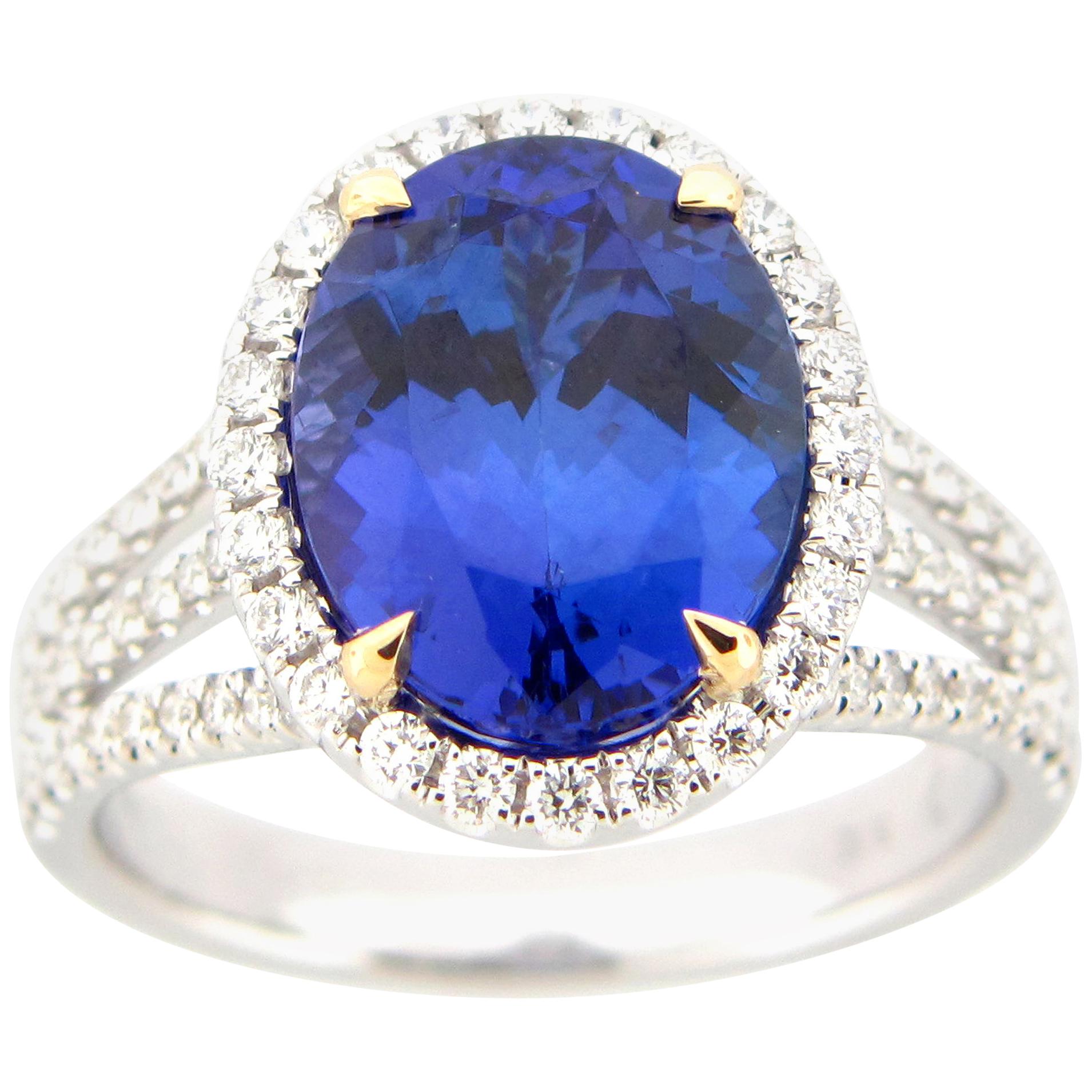 5.12 Carat Oval Tanzanite and Diamond Cocktail Ring