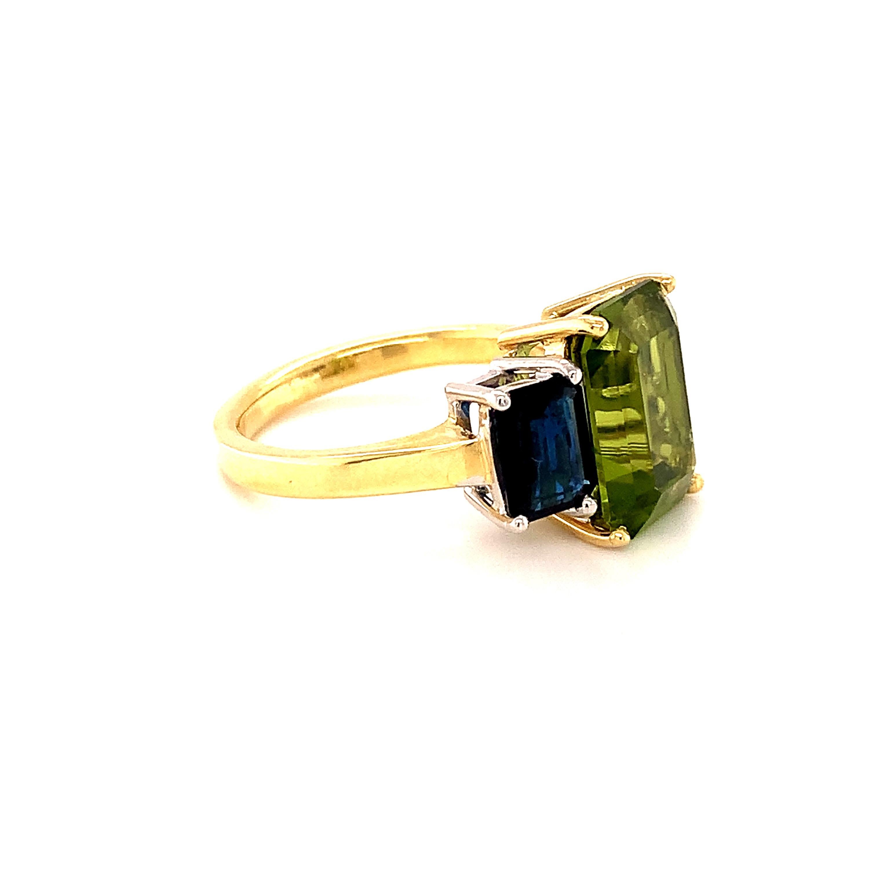 blue sapphire peridot ring