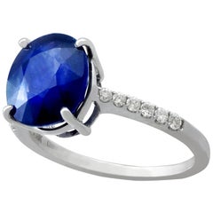 5.12 Carat Sapphire and Diamond White Gold Engagement Ring