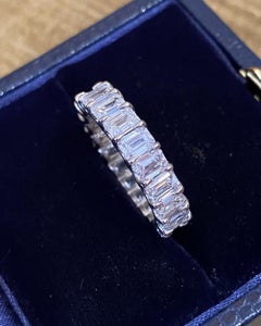 5.12 Carat Total Emerald Cut Diamond Eternity Band Ring in Platinum 5mm 6.25