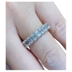 5.12 Quilates Total Diamante talla Esmeralda Anillo de Platino 5mm 6.25