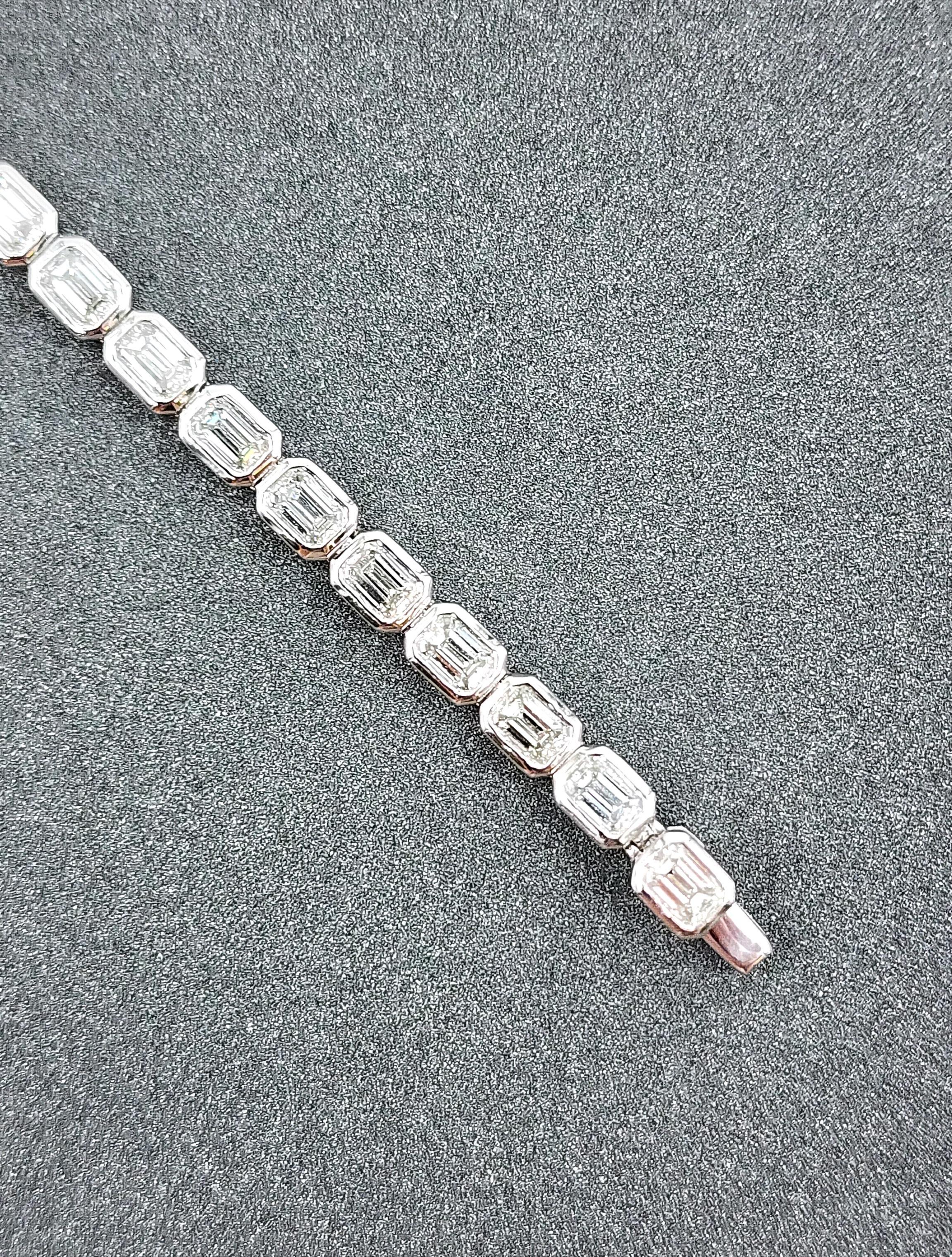 Women's or Men's 5.12 ct Emerald Cut East-West Bezel Set Tennis Bracelet