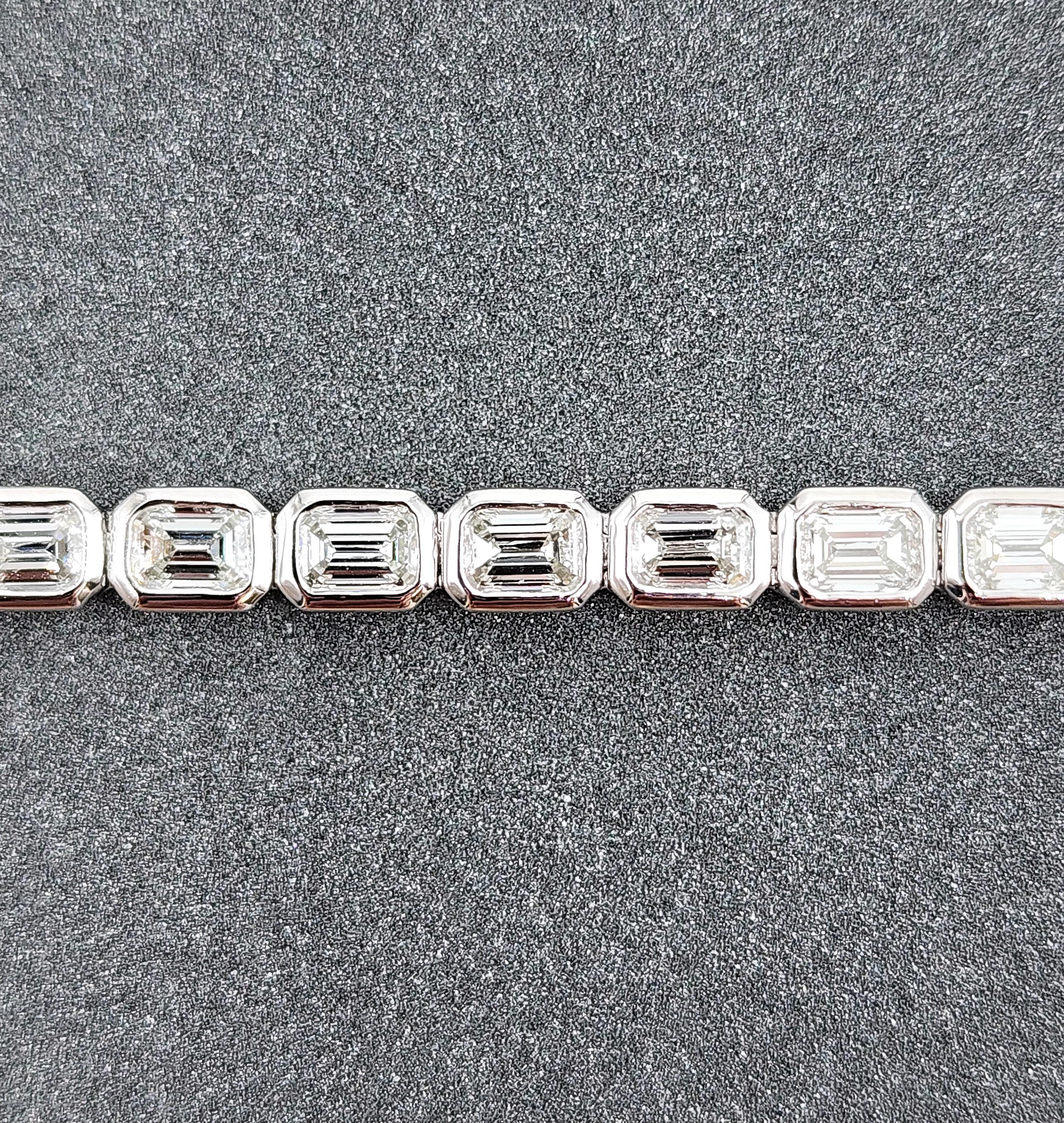 5.12 ct Emerald Cut East-West Bezel Set Tennis Bracelet 1