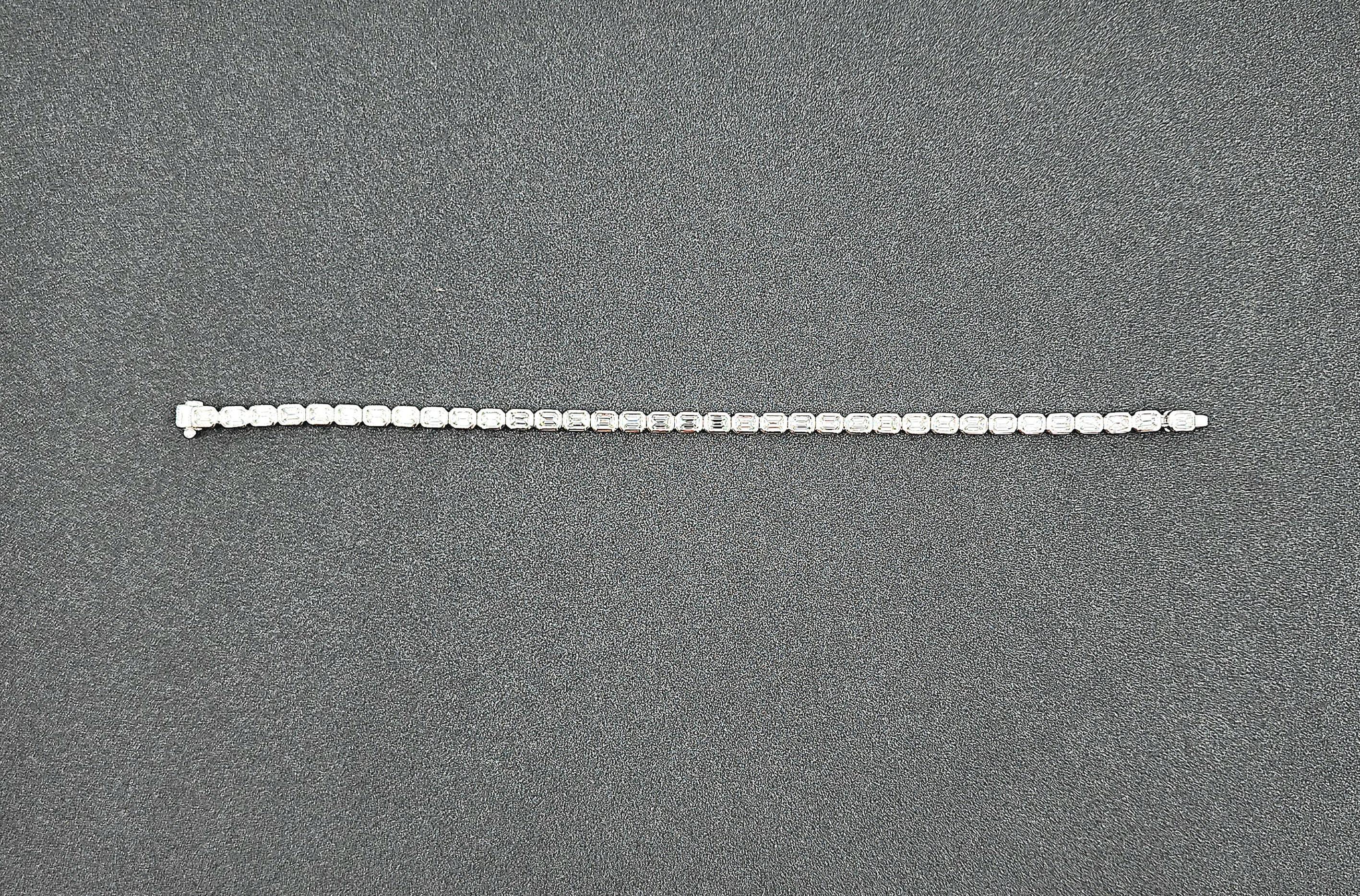 5.12 ct Emerald Cut East-West Bezel Set Tennis Bracelet 2