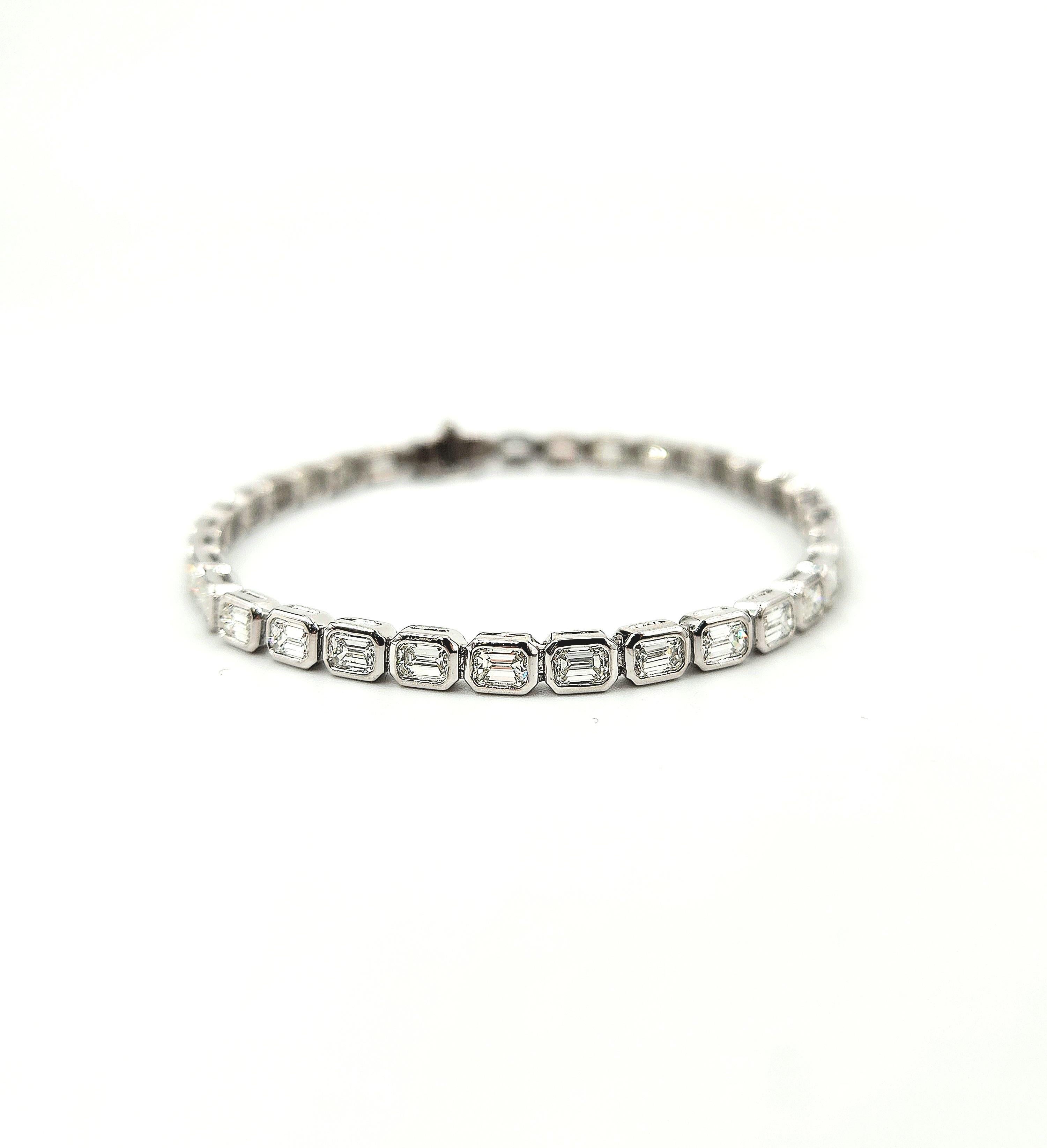 5.12 ct Emerald Cut East-West Bezel Set Tennis Bracelet 3