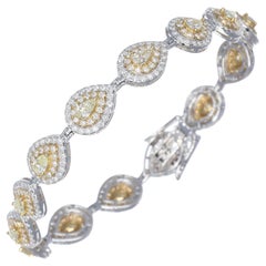 5.12 ct White Diamonds 3.5 ct Yellow Light Fancy Diamonds Bracelet Pear - Cut 