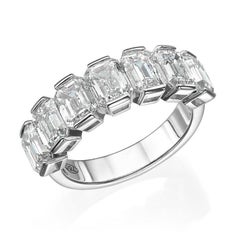5.12 tcw Emerald Cut Natural Diamond in 18k White Gold Wedding Ring (bague de mariage en or blanc 18k)