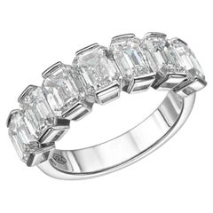 5.12 tcw Emerald Cut Natural Diamond in 18k White Gold Wedding Ring (bague de mariage en or blanc 18k)