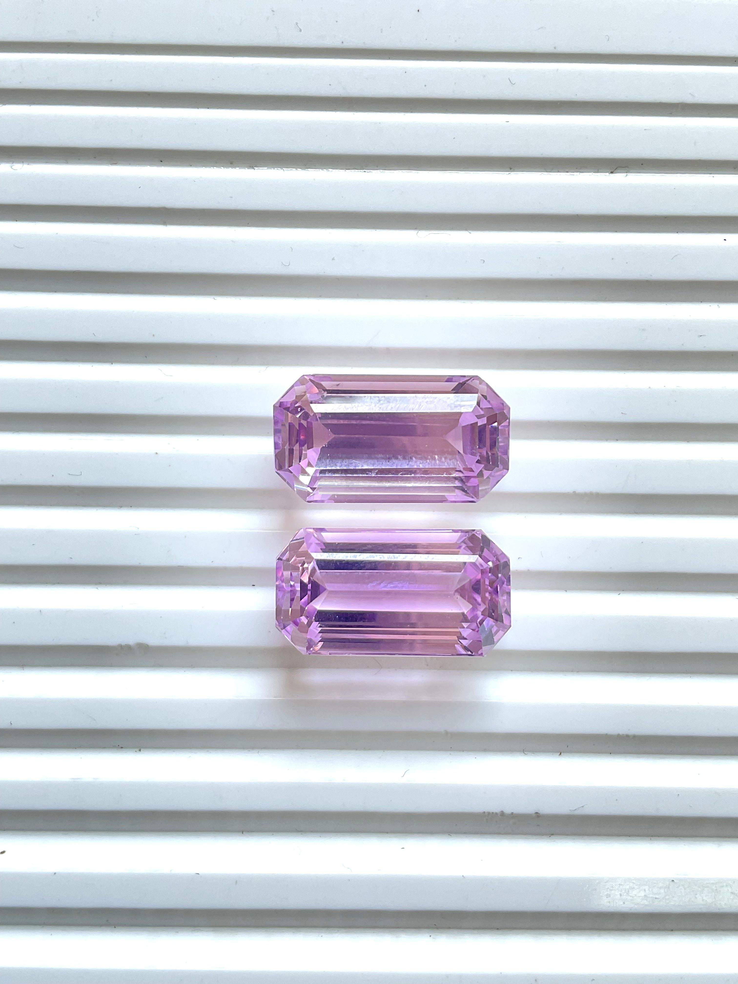 51.22 Carats Pink Kunzite Octagon Pair Natural Cut Stone For Fine Gem Jewellery In New Condition For Sale In Jaipur, RJ