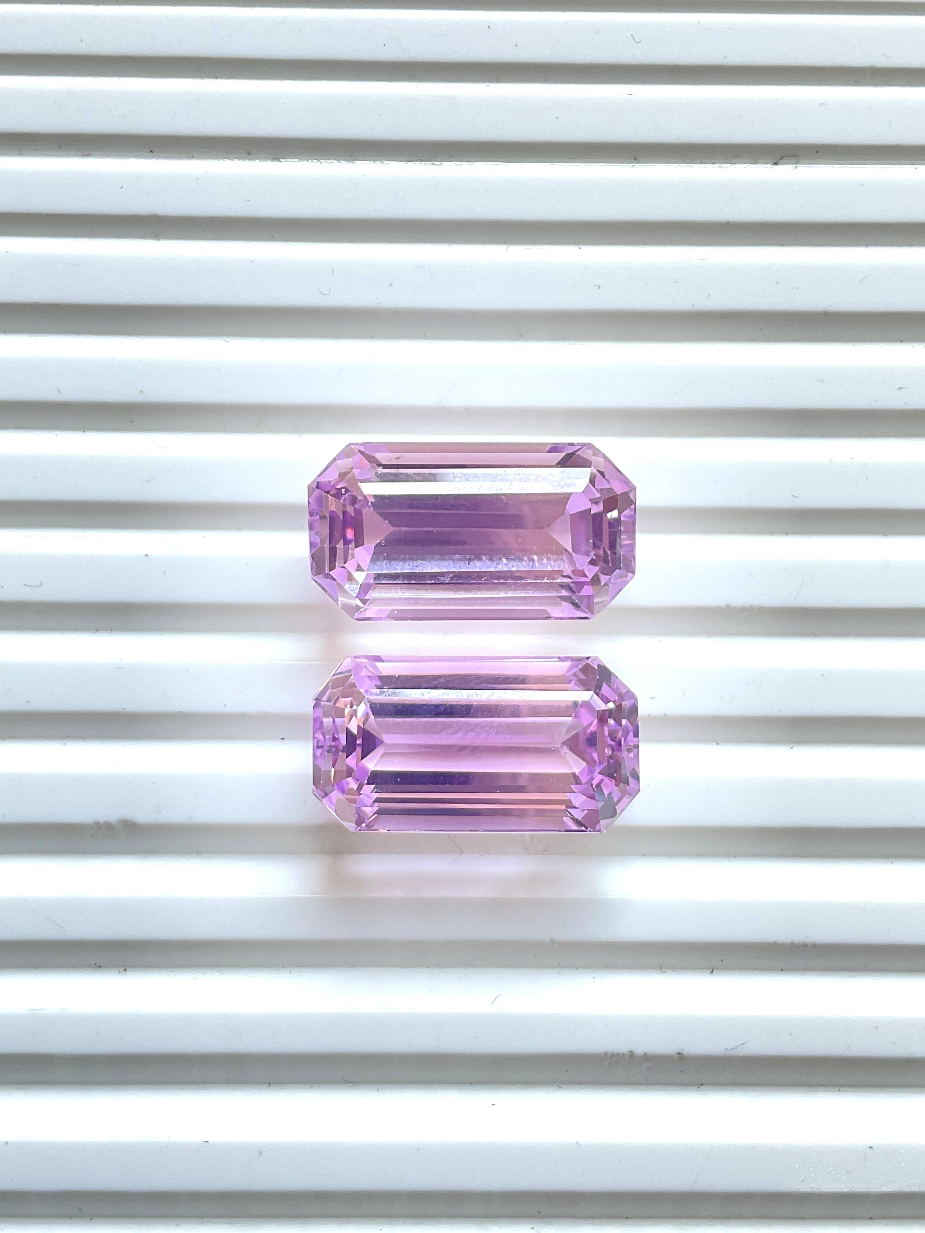 51.22 Carats Pink Kunzite Octagon Pair Natural Cut Stone For Fine Gem Jewellery For Sale 1
