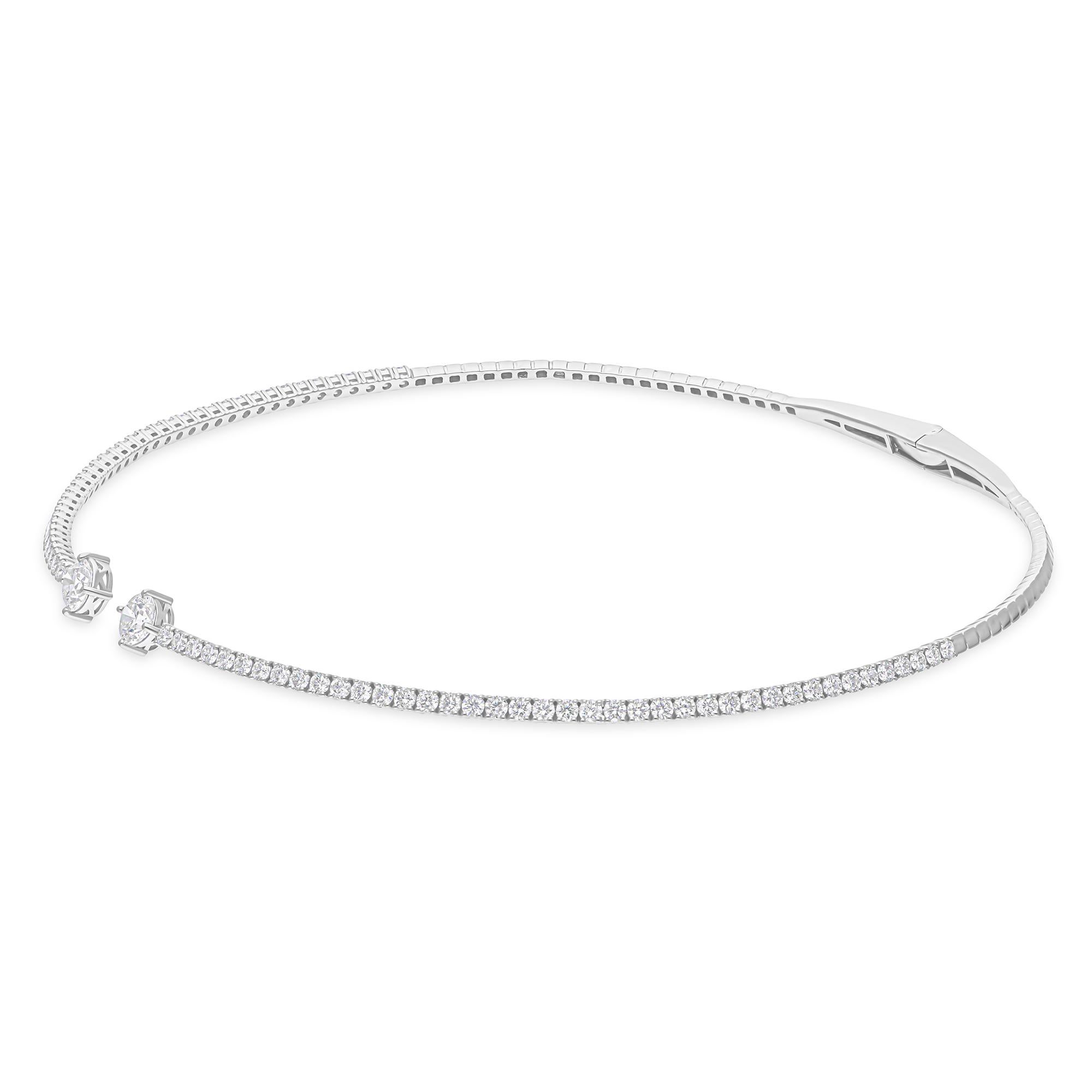 Taglio rotondo Collana girocollo con diamanti certificati da 5,12 carati, regalo in oro bianco 14k Tutte le tariffe pagate in vendita