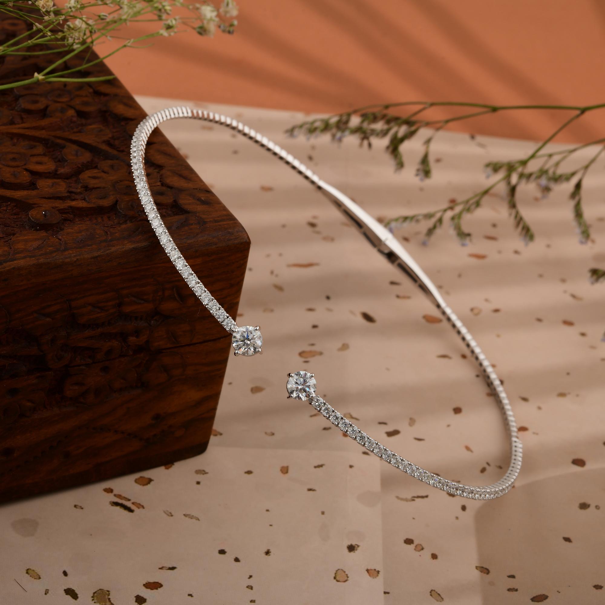 Donna Collana girocollo con diamanti certificati da 5,12 carati, regalo in oro bianco 14k Tutte le tariffe pagate in vendita