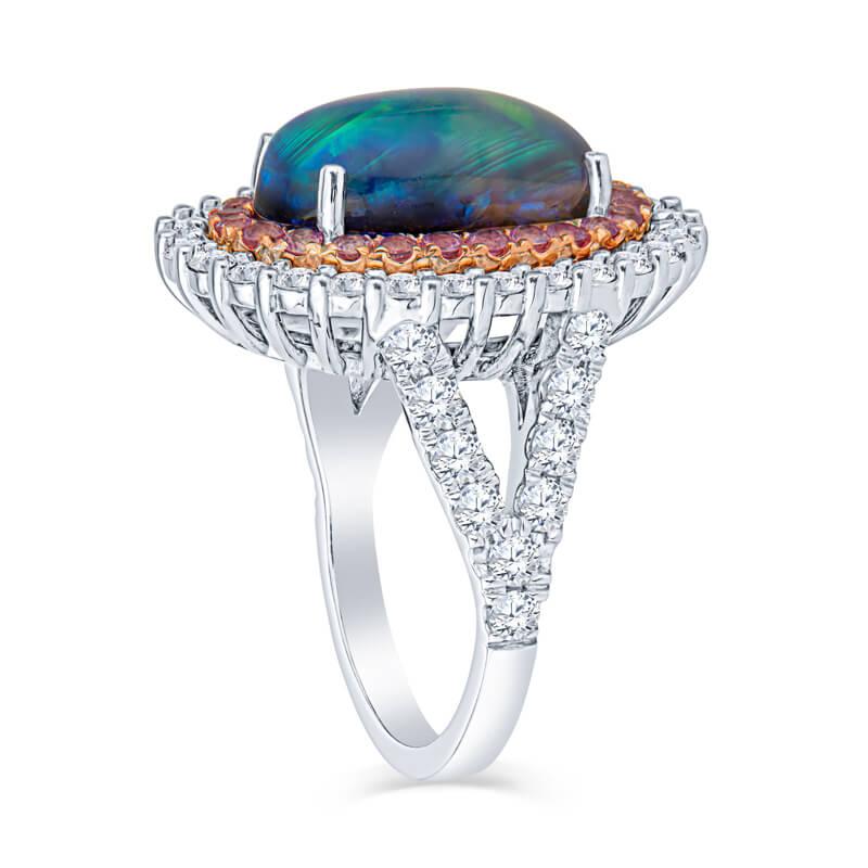 For Sale:  5.12ct Natural Opal w/ Double Halo .83ctw Pink Sapphires & 1.38ctw Diamonds Ring 3