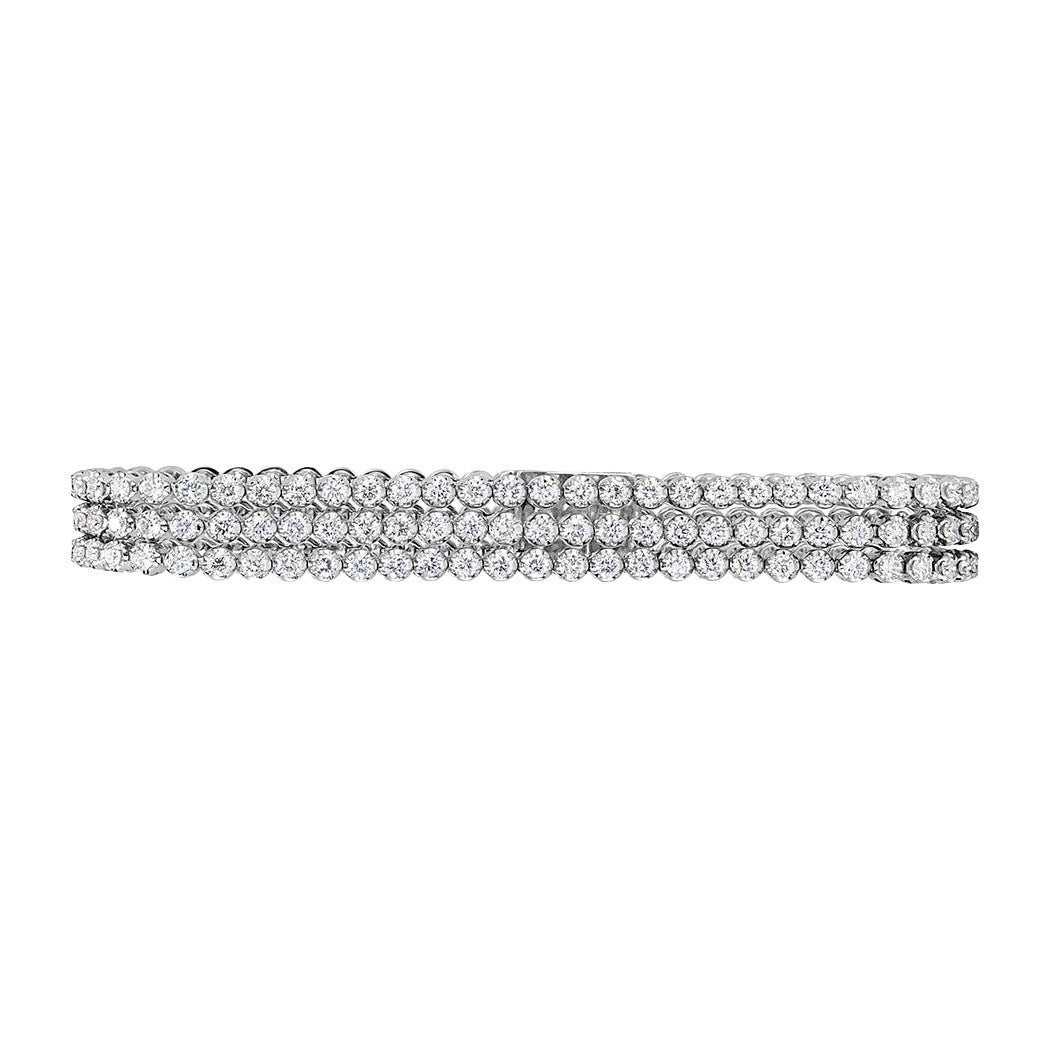5.12ct Round Brilliant Cut Diamond Three-row Tennis Bracelet For Sale