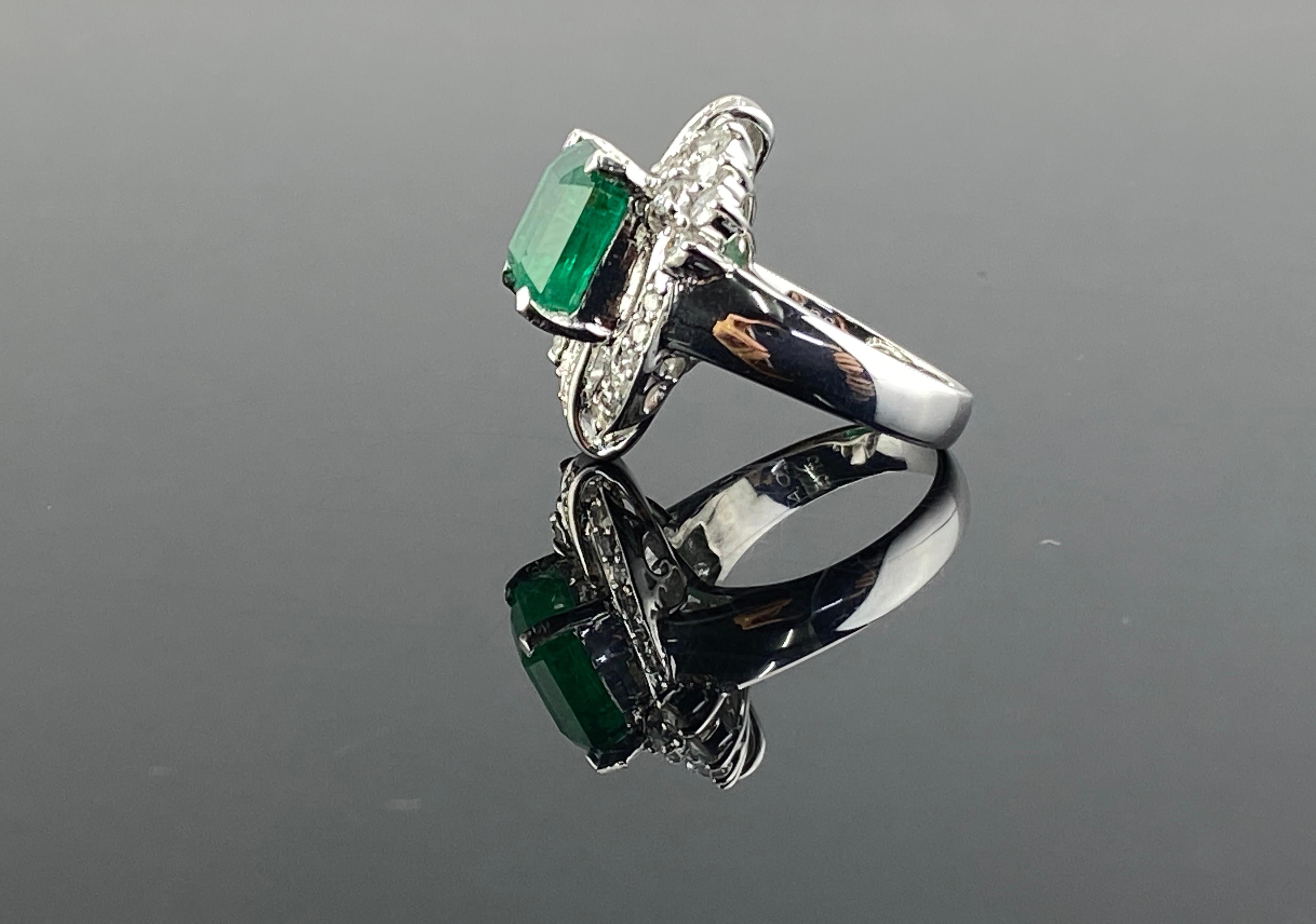 Women's 5.13 Carat Emerald and Diamond Cocktail Ring  For Sale