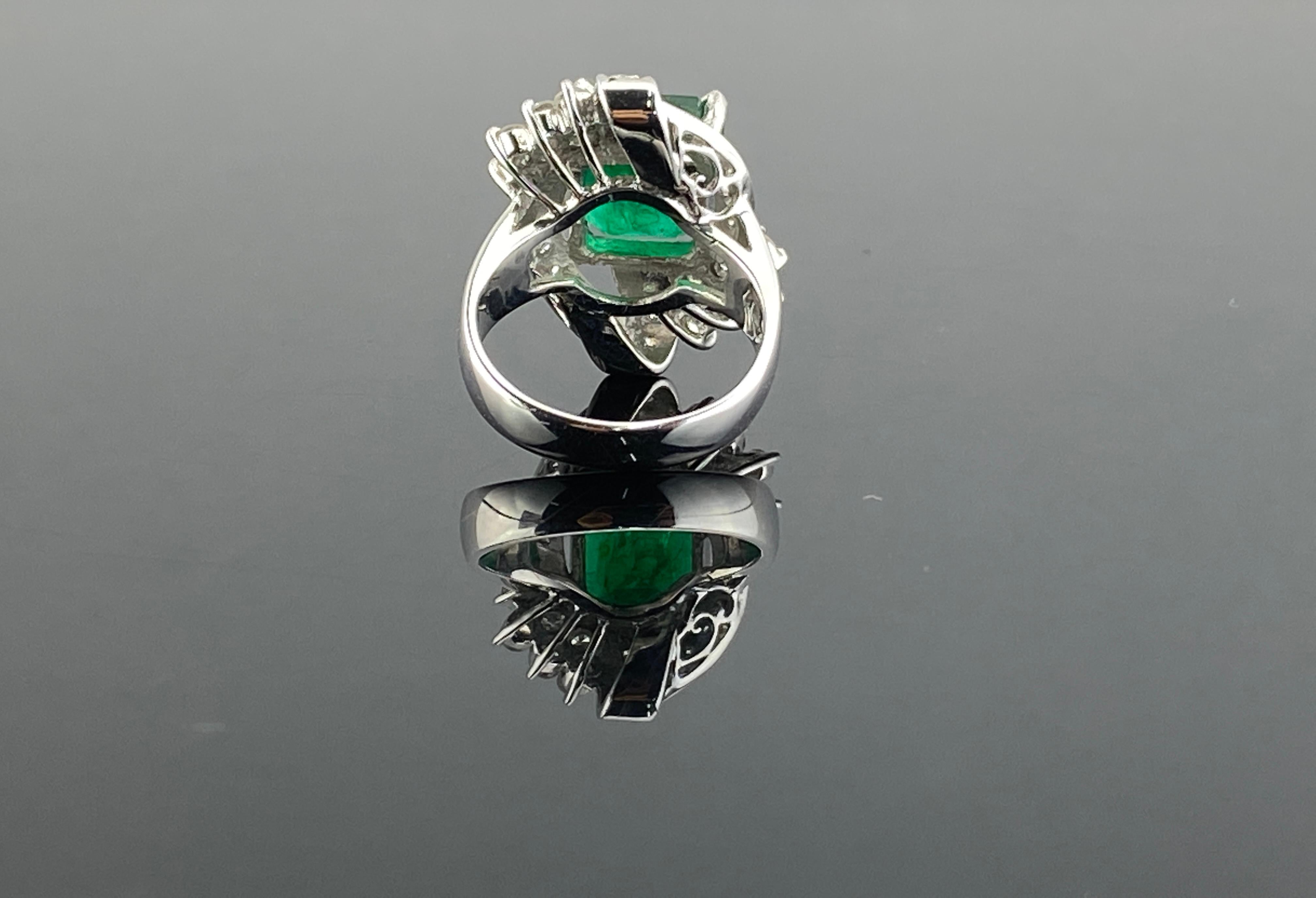 5.13 Carat Emerald and Diamond Cocktail Ring  For Sale 1