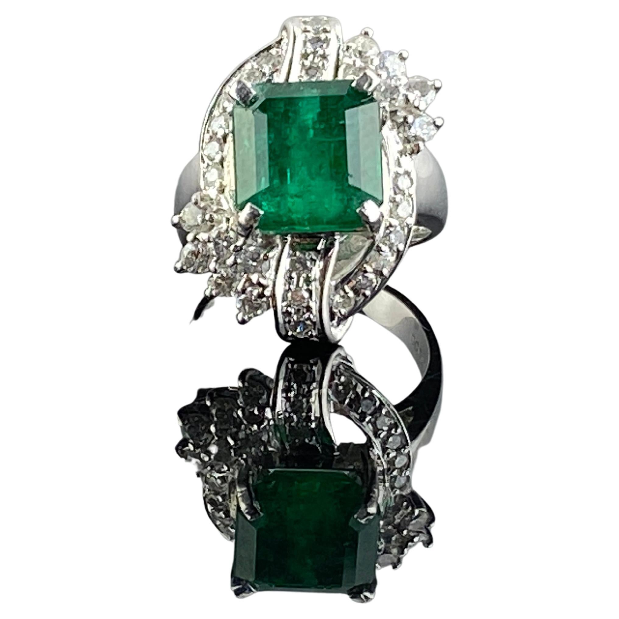 5.13 Carat Emerald and Diamond Cocktail Ring  For Sale