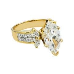 5.13 Carat Marquise Diamond Ring Brilliant White  18K Gold Refined Grandeur