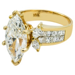5.13 Carat Marquise Diamond Ring Brilliant White  18K Gold Refined Grandeur