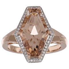 5.13 Carat Morganite Ring with Diamonds in 14 Karat Rose Gold