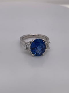 5.bague en platine avec saphir ovale de Ceylan de 13 carats et diamant &