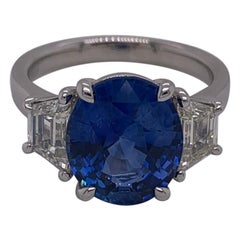 5.13 Carat Oval Ceylon Sapphire 
Diamond Ring in Platinum