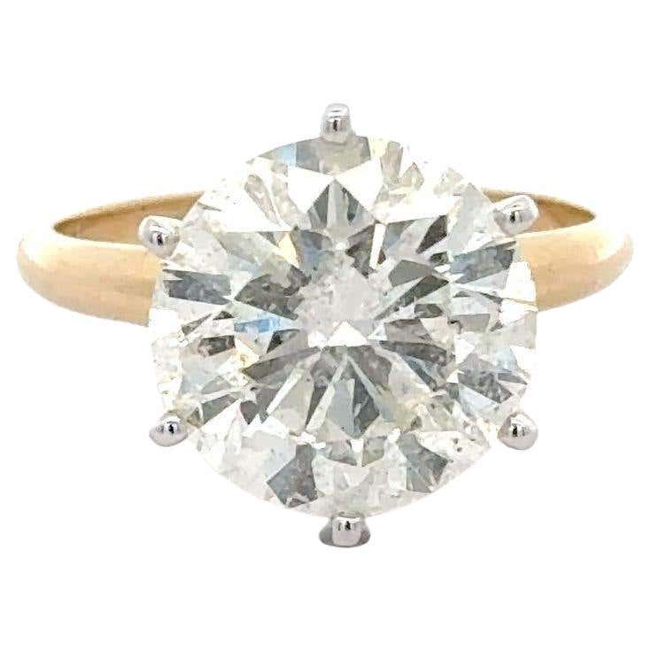 5.13 Carat Round H/I1 Diamond 14K Two-Tone Solitaire Engagement Ring ...