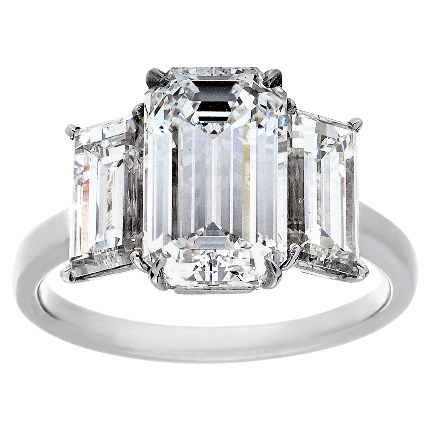 5.13 Carat Total Weight 3-Stone Emerald Cut Diamond Ring