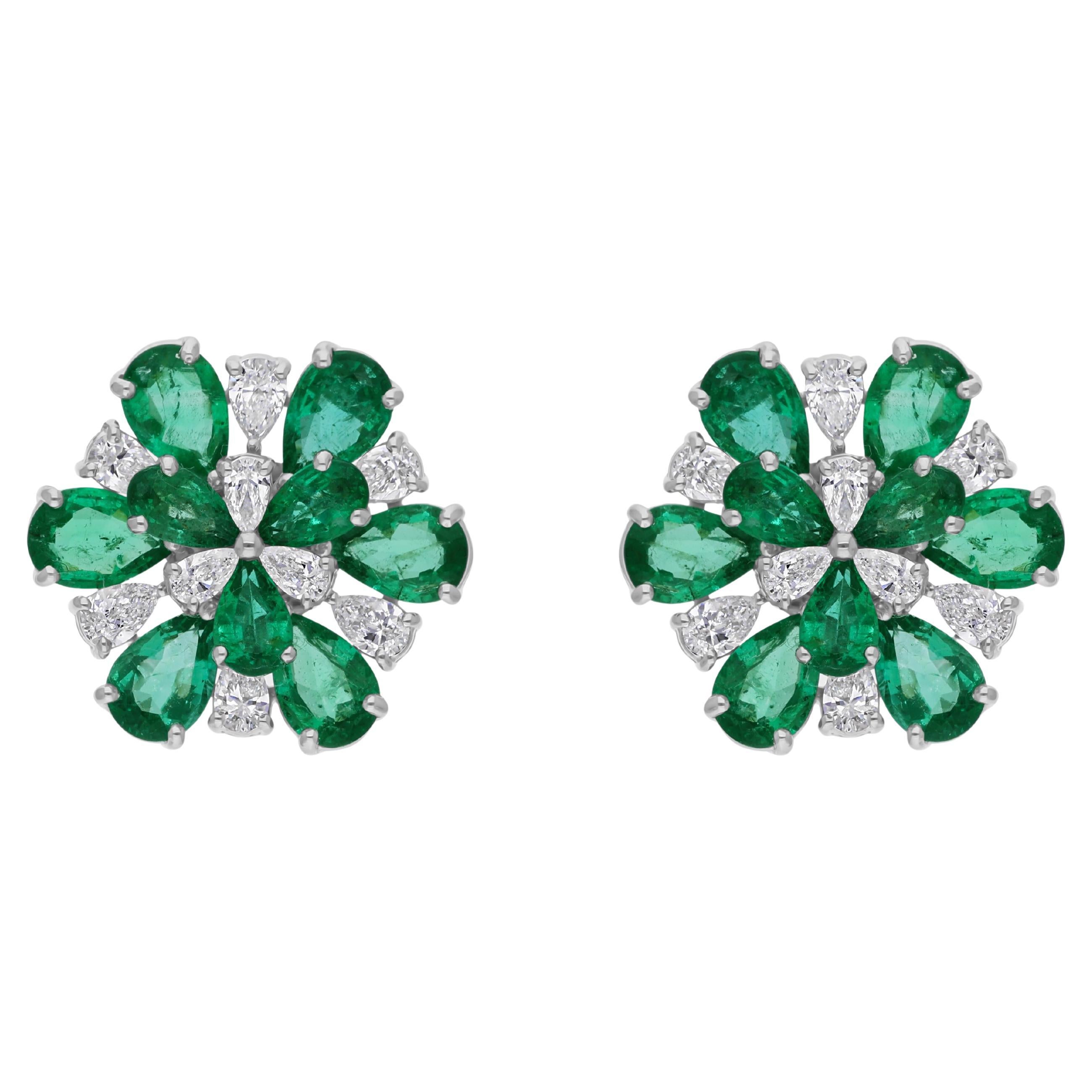 Smeraldo dello Zambia da 5,13 carati Diamante SI/H da 1,14 carati Orecchini in oro bianco da 18 carati